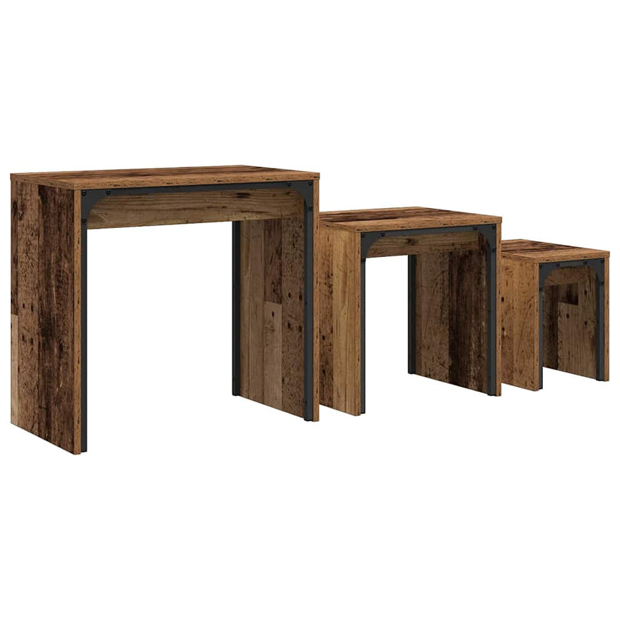 Nesting Koffietafel 3 pcs Oud hout 60 x 35 x 56 cm Bewerkt hout