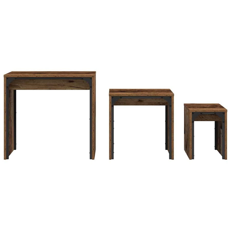 Nesting Koffietafel 3 pcs Oud hout 60 x 35 x 56 cm Bewerkt hout