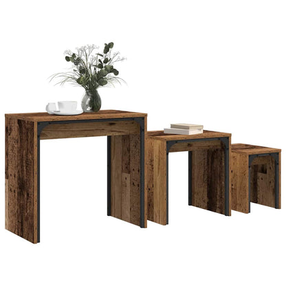 Nesting Koffietafel 3 pcs Oud hout 60 x 35 x 56 cm Bewerkt hout