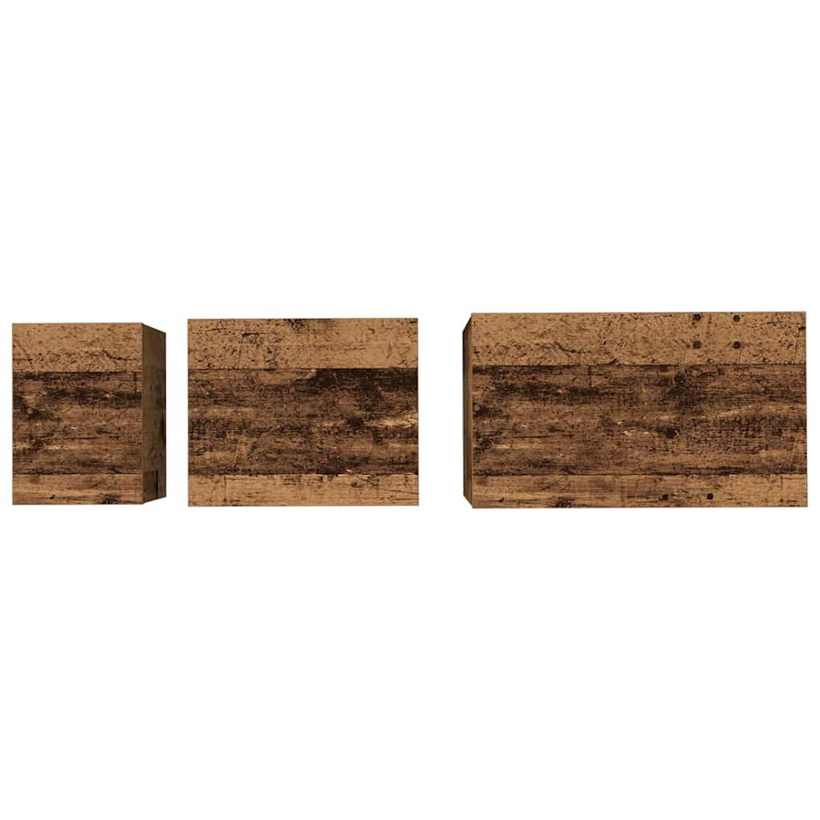 Nesting Koffietafel 3 pcs Oud hout 60 x 35 x 56 cm Bewerkt hout
