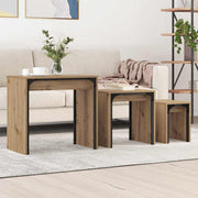 Salontafel set 3 stuks artisanaal eiken