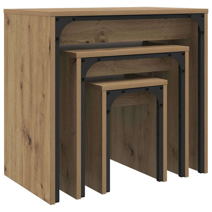Nesting Koffietafel 3 pcs artisanaal eikenkleurig