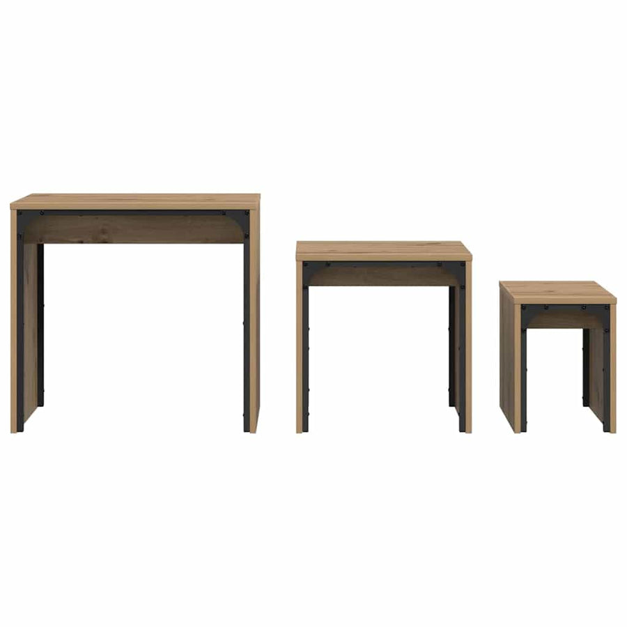 Nesting Koffietafel 3 pcs artisanaal eikenkleurig