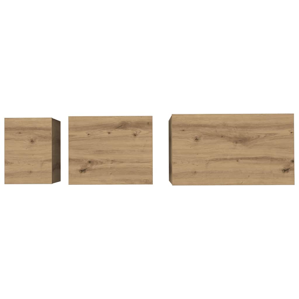 Nesting Koffietafel 3 pcs artisanaal eikenkleurig
