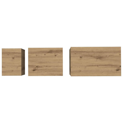 Nesting Koffietafel 3 pcs artisanaal eikenkleurig