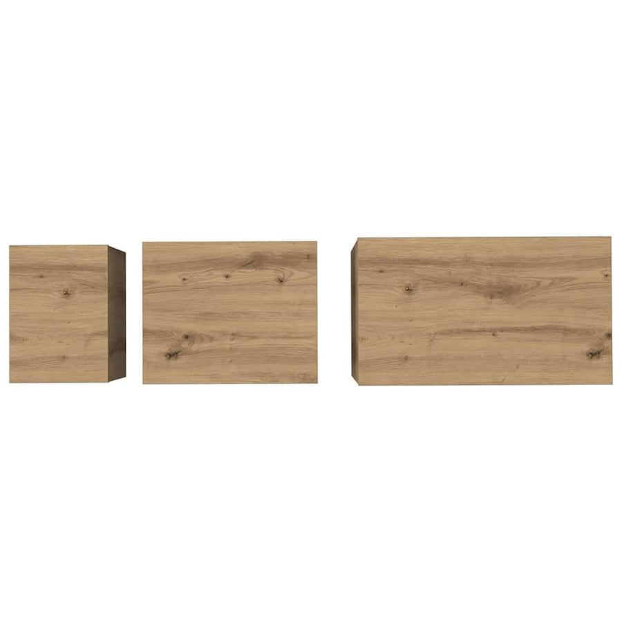 Nesting Koffietafel 3 pcs artisanaal eikenkleurig