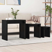 Salontafel set 3 stuks zwart eiken