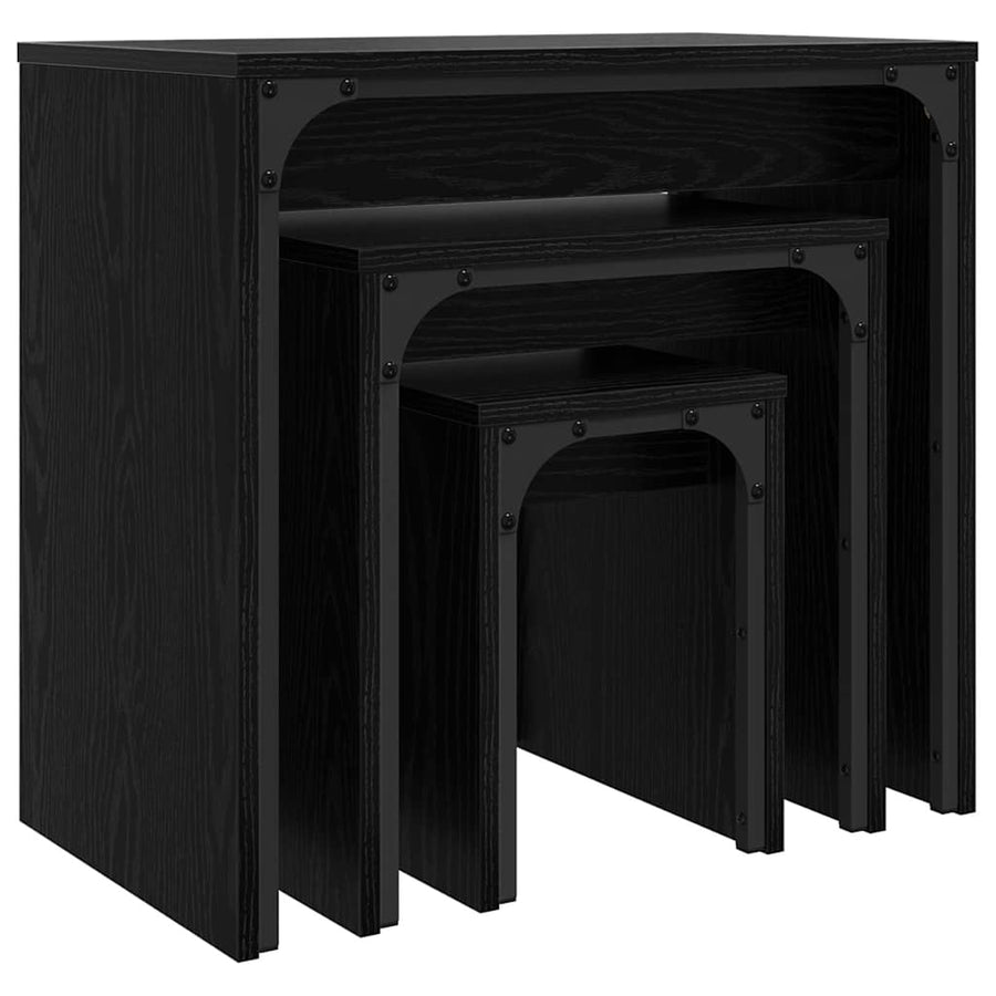 Nesting Koffietafel 3 pcs Zwart eiken 60 x 35 x 56 cm