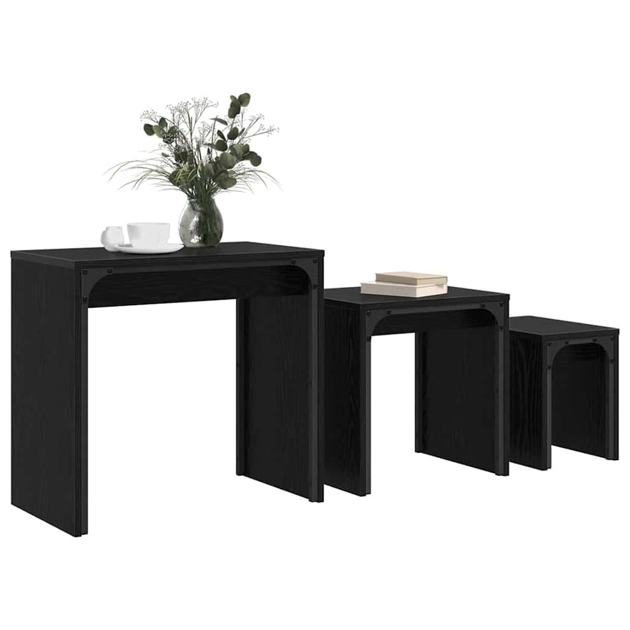 Nesting Koffietafel 3 pcs Zwart eiken 60 x 35 x 56 cm