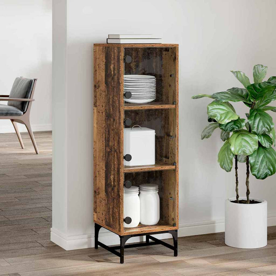 Highboard Oud hout 35 x 37 x 117 cm Bewerkt hout