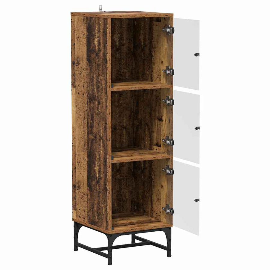 Highboard Oud hout 35 x 37 x 117 cm Bewerkt hout