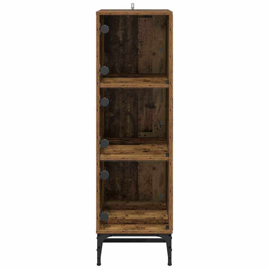 Highboard Oud hout 35 x 37 x 117 cm Bewerkt hout