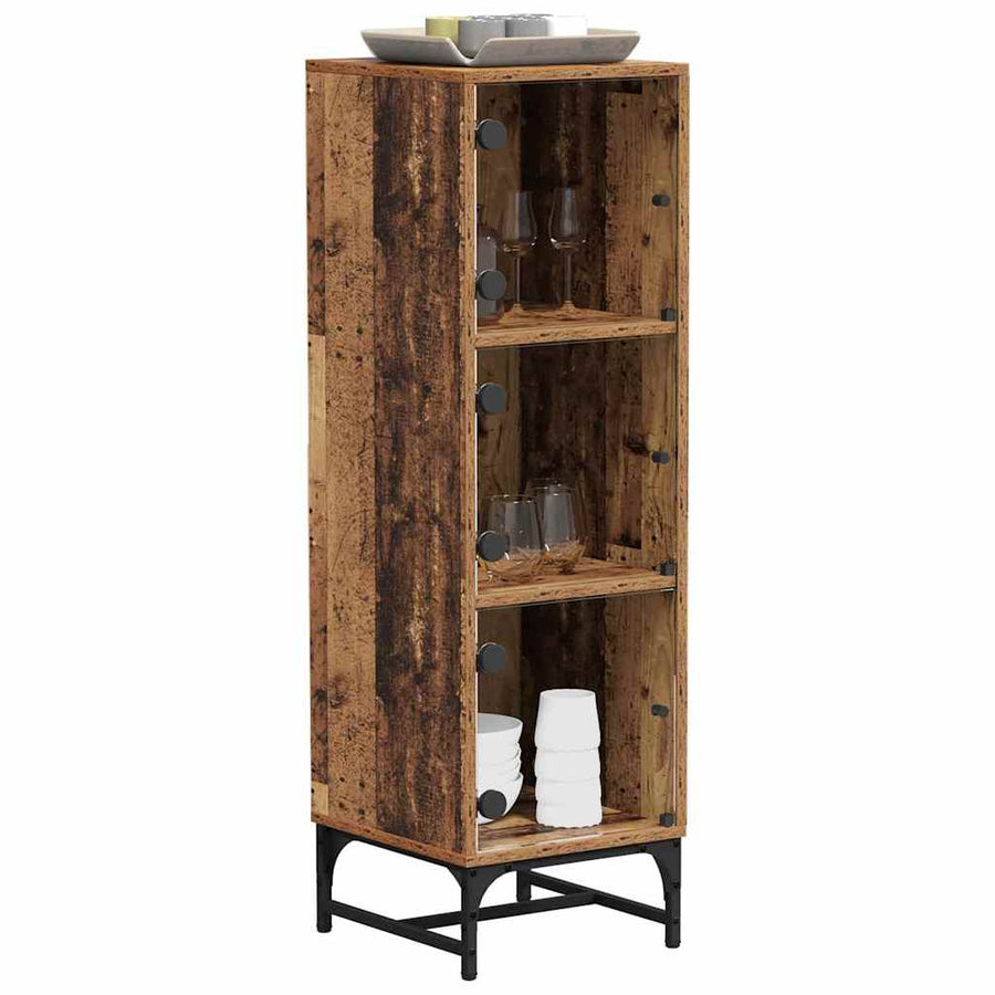 Highboard Oud hout 35 x 37 x 117 cm Bewerkt hout