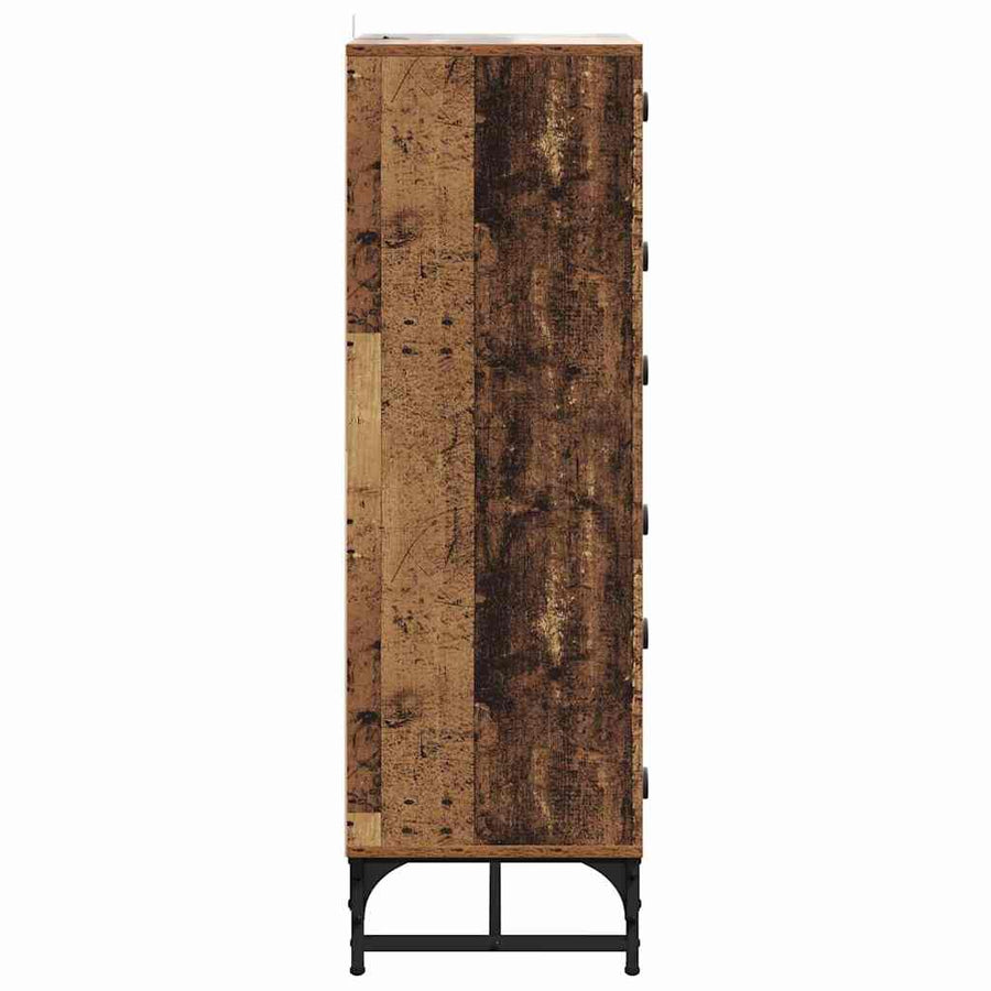 Highboard Oud hout 35 x 37 x 117 cm Bewerkt hout