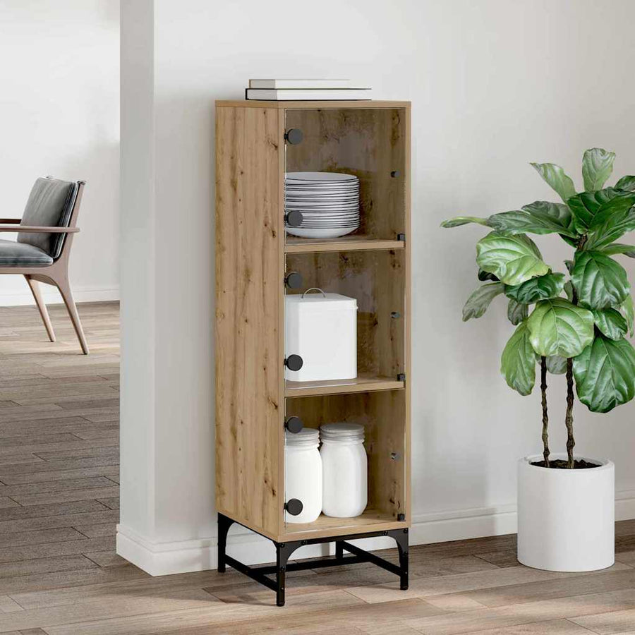 Highboard artisanaal eikenkleurig 35 x 37 x 117 cm Bewerkt hout