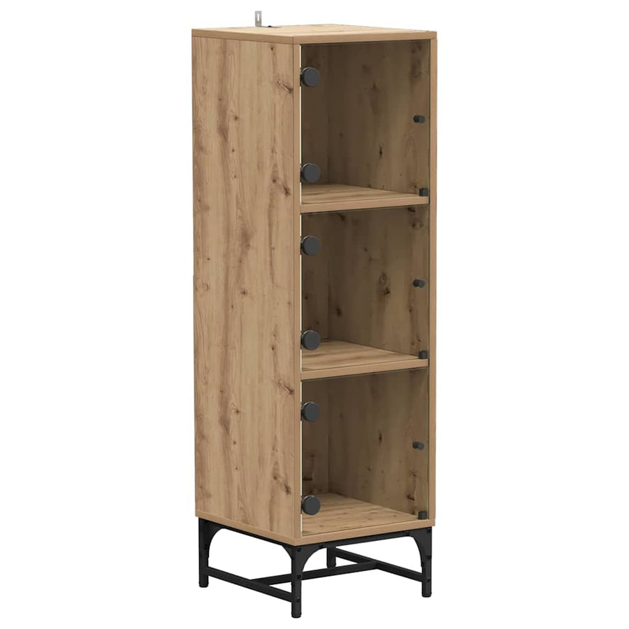 Highboard artisanaal eikenkleurig 35 x 37 x 117 cm Bewerkt hout