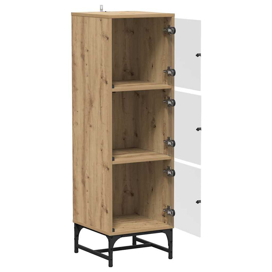 Highboard artisanaal eikenkleurig 35 x 37 x 117 cm Bewerkt hout