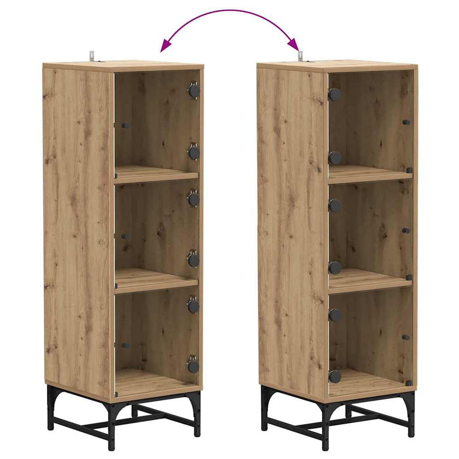 Highboard artisanaal eikenkleurig 35 x 37 x 117 cm Bewerkt hout