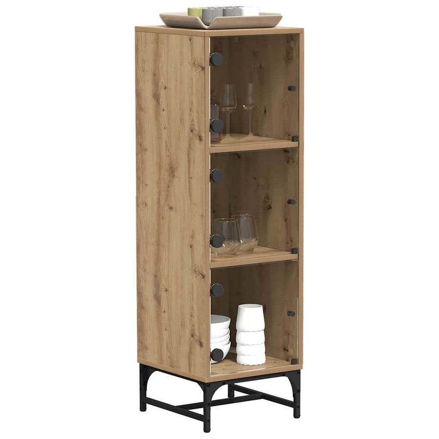 Highboard artisanaal eikenkleurig 35 x 37 x 117 cm Bewerkt hout