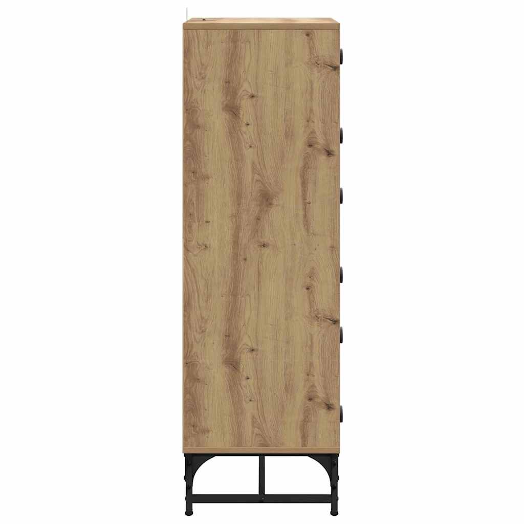 Highboard artisanaal eikenkleurig 35 x 37 x 117 cm Bewerkt hout