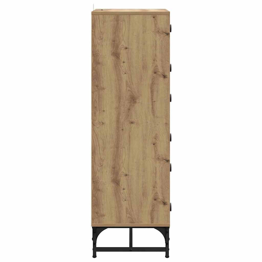 Highboard artisanaal eikenkleurig 35 x 37 x 117 cm Bewerkt hout