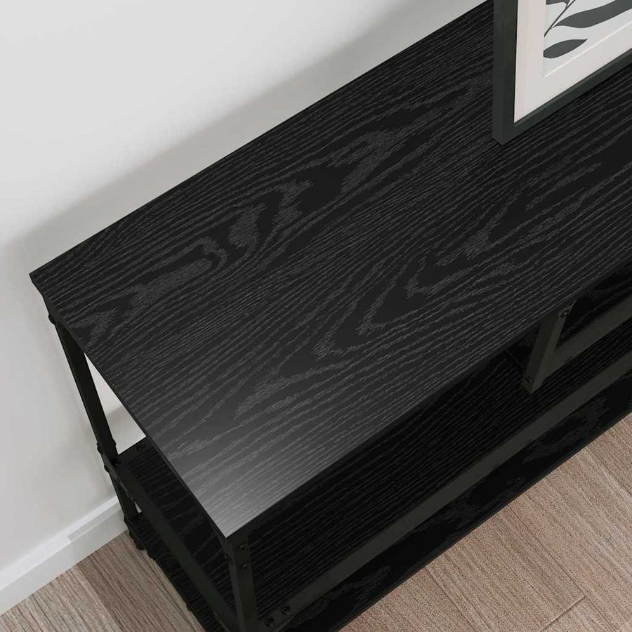 Wandtafel met plank Zwart Eiken 100 x 30 x 75 cm Bewerkt hout
