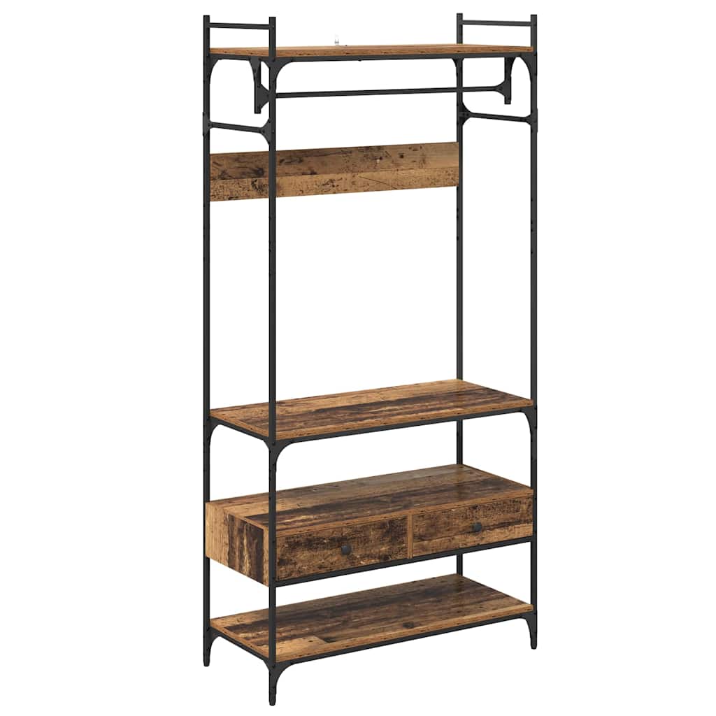 Kledingkast met lade Oud hout 89 x 39 x 184.5 cm Bewerkt hout