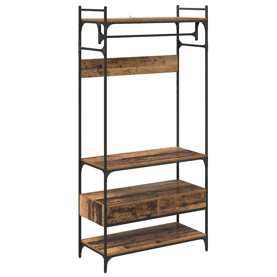 Kledingkast met lade Oud hout 89 x 39 x 184.5 cm Bewerkt hout
