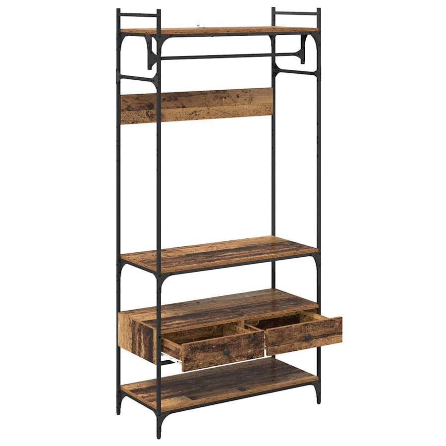 Kledingkast met lade Oud hout 89 x 39 x 184.5 cm Bewerkt hout