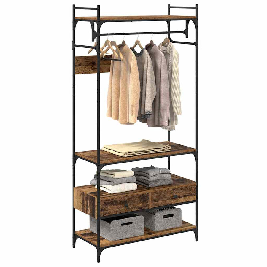 Kledingkast met lade Oud hout 89 x 39 x 184.5 cm Bewerkt hout