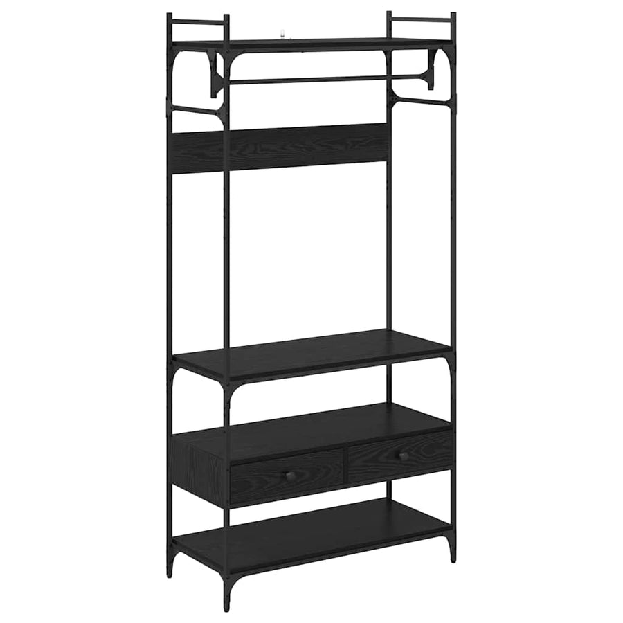 Kledingkast Zwart eiken 89 x 39 x 184.5 cm Bewerkt hout