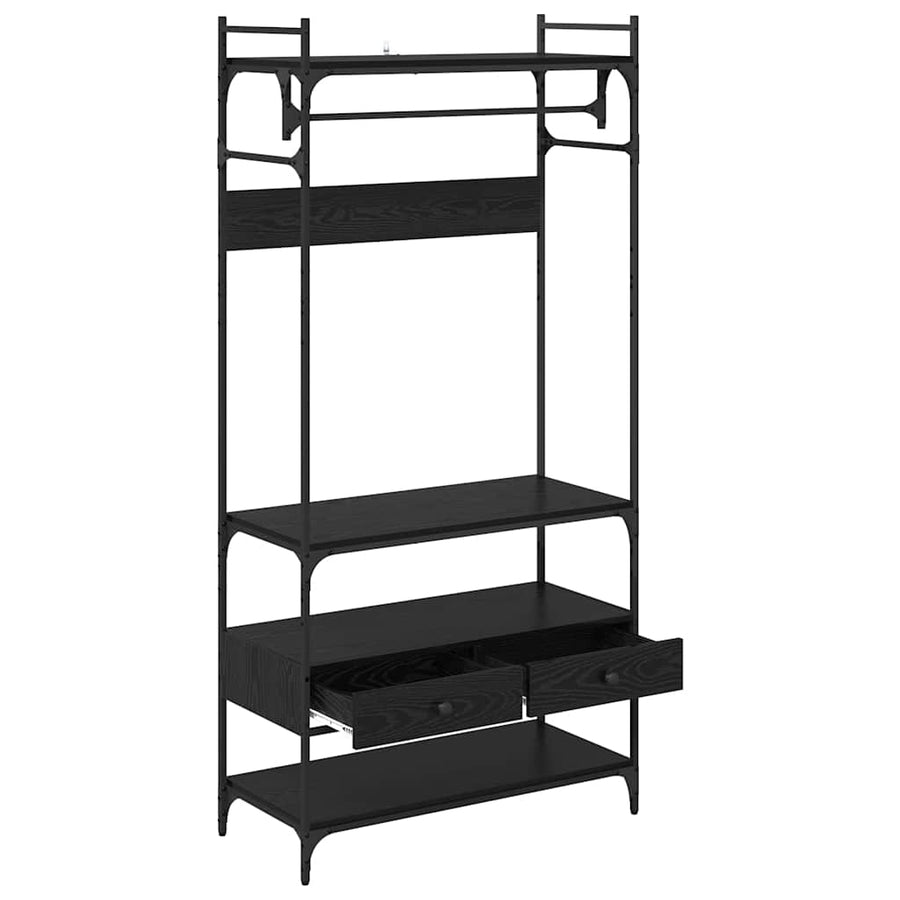Kledingkast Zwart eiken 89 x 39 x 184.5 cm Bewerkt hout