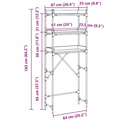 Wasmachineplank Zwart 0ak 67 x 25 x 163 cm Bewerkt hout