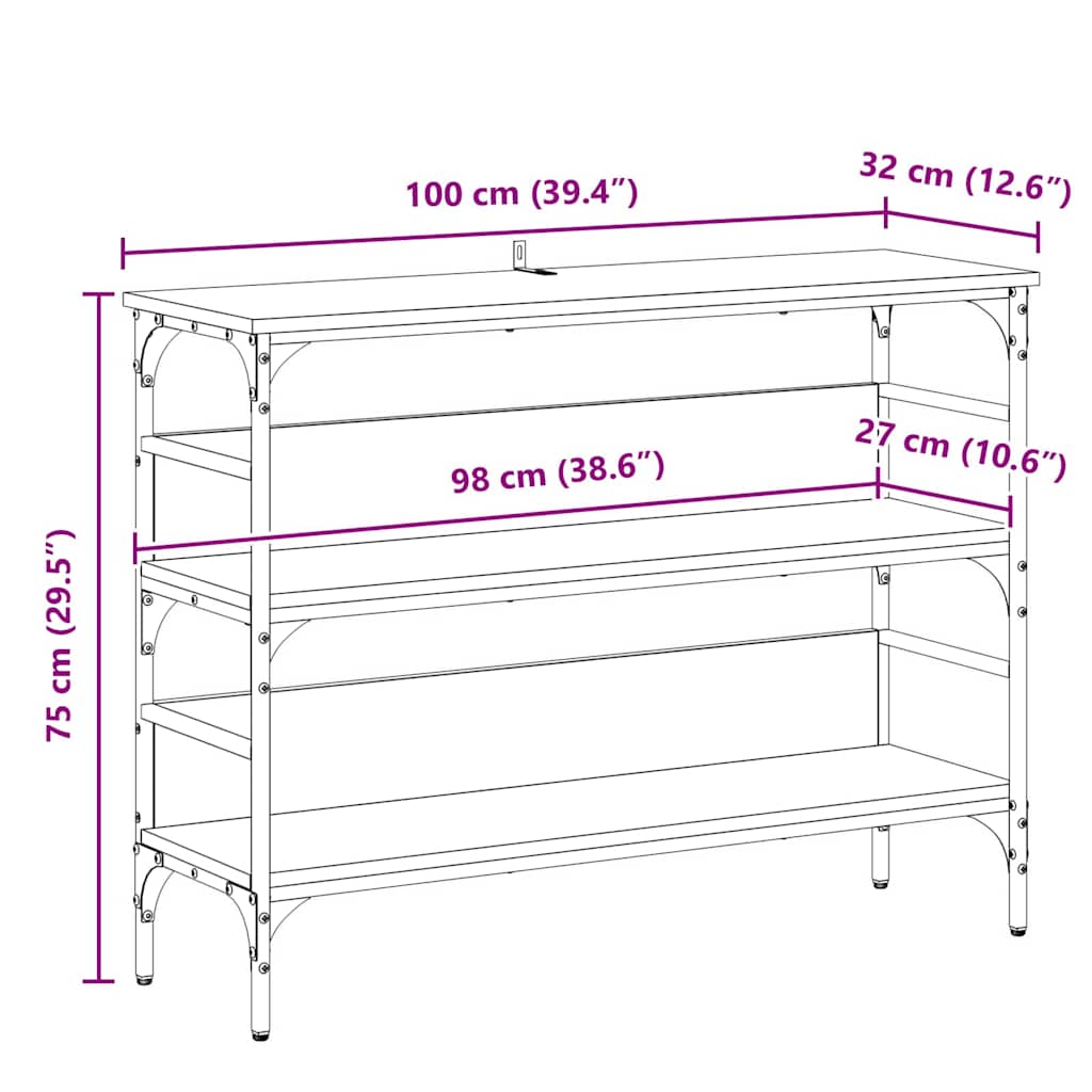 Wandtafel Met Plank Oudhout 100 X 32 X 75 Cm Bewerkt Hout Oud hout