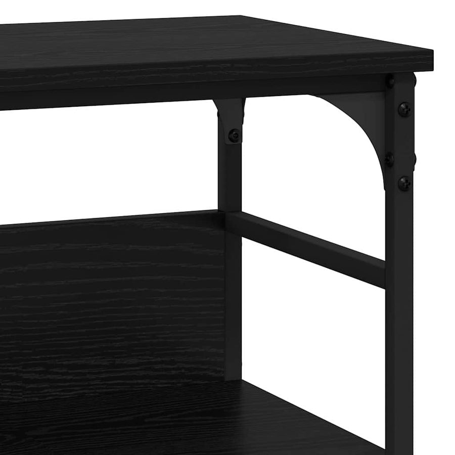 Wandtafel met plank Zwart eiken 100 x 32 x 75 cm Bewerkt hout