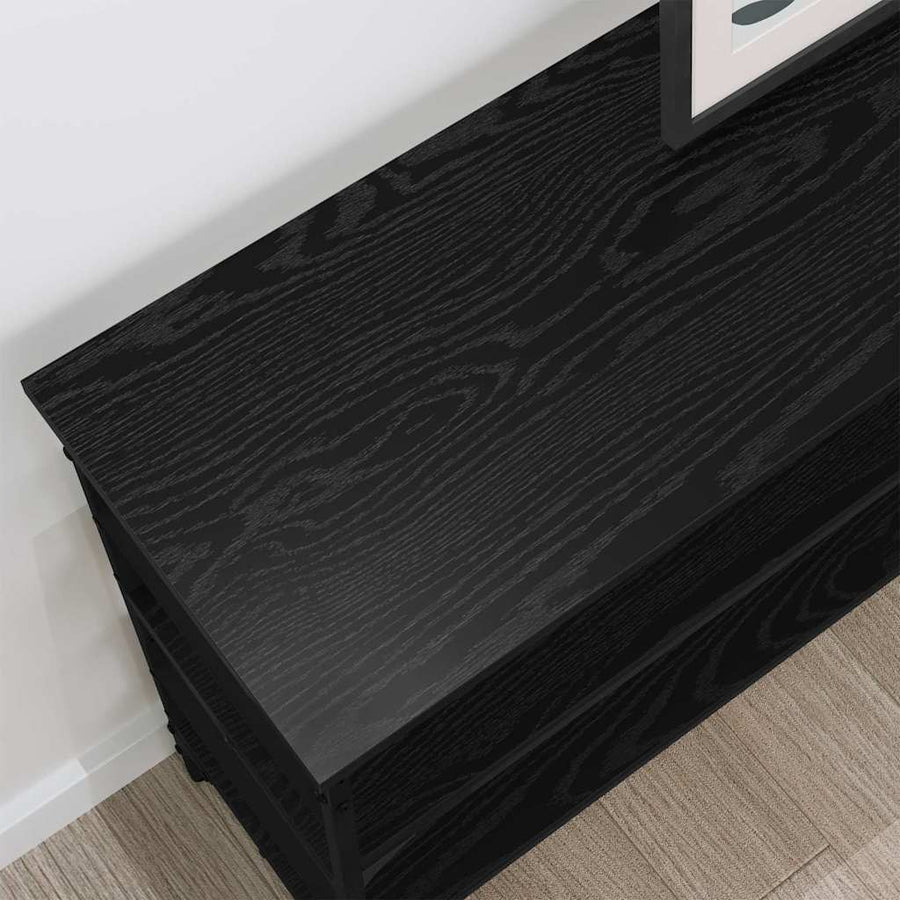 Wandtafel met plank Zwart eiken 100 x 32 x 75 cm Bewerkt hout