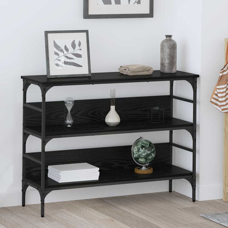 Wandtafel met plank Zwart eiken 100 x 32 x 75 cm Bewerkt hout