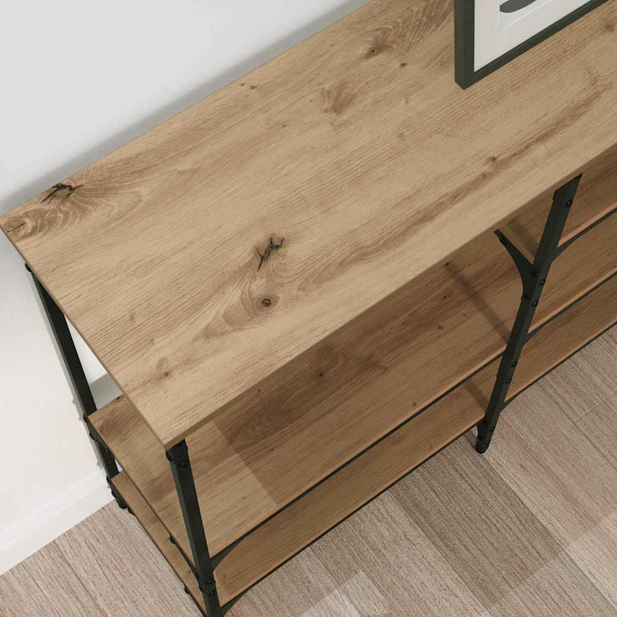 Wandtafel artisanaal eikenkleurig 160 x 29 x 80 cm Bewerkt hout