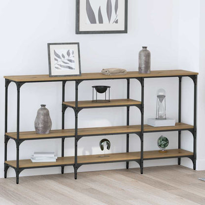 Wandtafel artisanaal eikenkleurig 160 x 29 x 80 cm Bewerkt hout