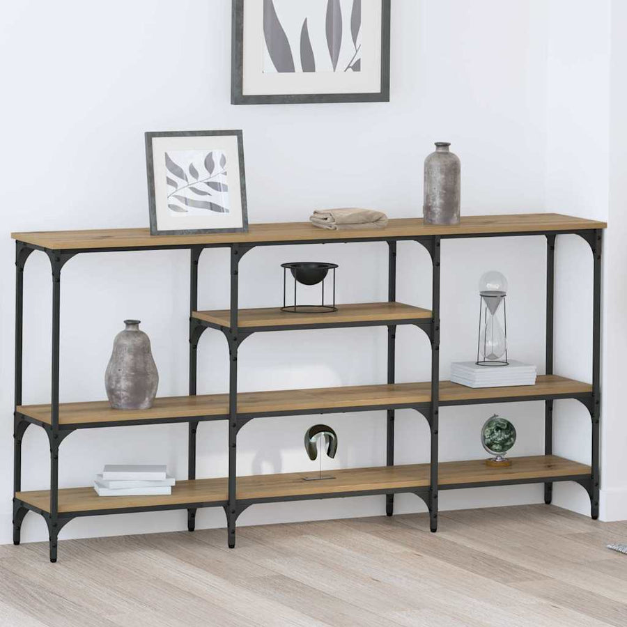 Wandtafel artisanaal eikenkleurig 160 x 29 x 80 cm Bewerkt hout