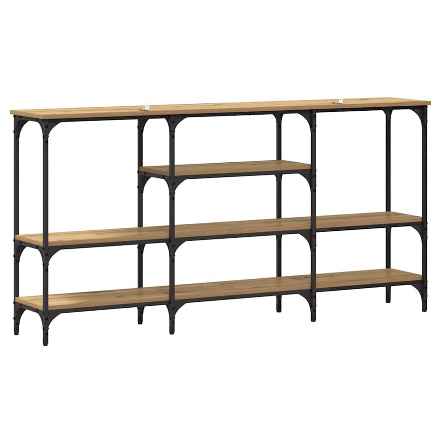 Wandtafel artisanaal eikenkleurig 160 x 29 x 80 cm Bewerkt hout