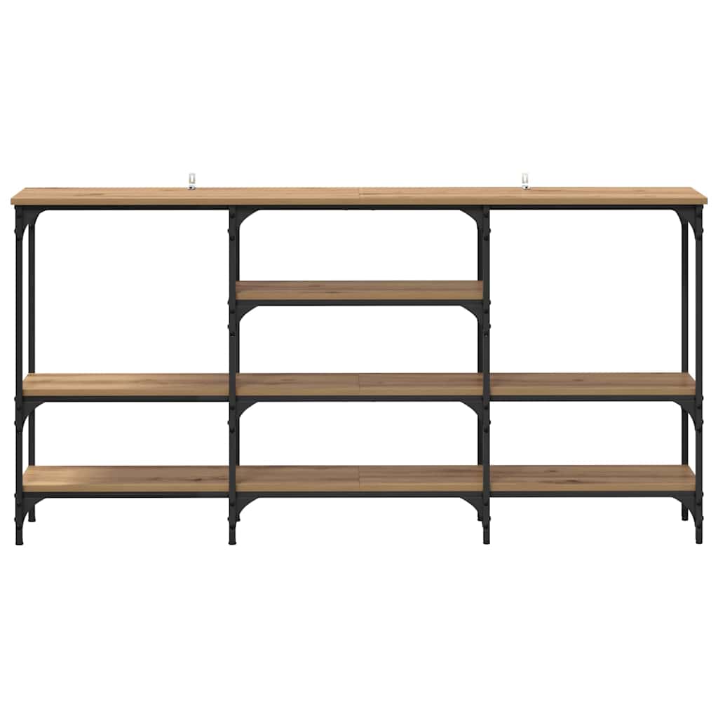 Wandtafel artisanaal eikenkleurig 160 x 29 x 80 cm Bewerkt hout