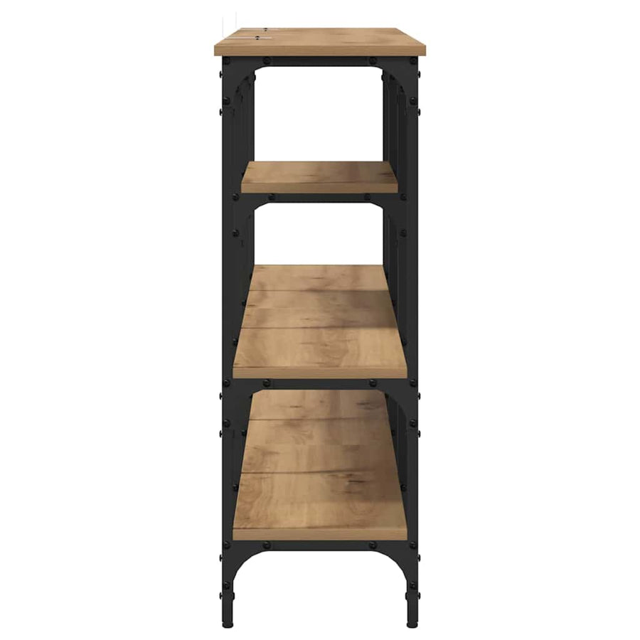 Wandtafel artisanaal eikenkleurig 160 x 29 x 80 cm Bewerkt hout