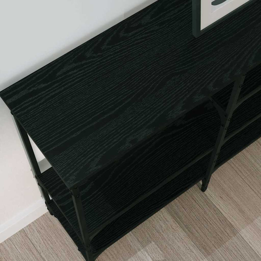 Wandtafel met plank Zwart eiken 160 x 29 x 80 cm Bewerkt hout