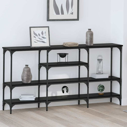 Wandtafel met plank Zwart eiken 160 x 29 x 80 cm Bewerkt hout