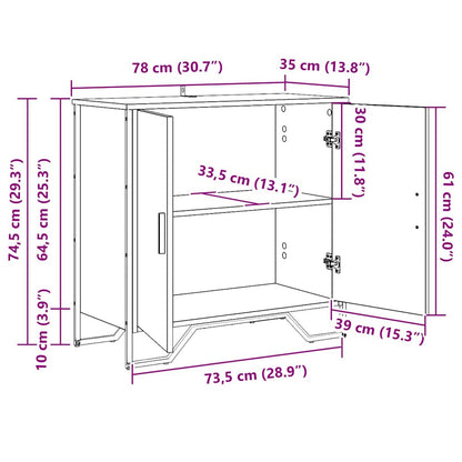 Dressoir met plank met opslag met de deur Bruin 78 x 35,5 x 74,5 cm Bewerkt hout