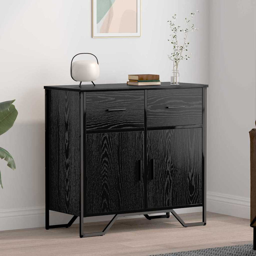 Dressoir Zwart eiken 79.5 x 35.5 x 74.5 cm Bewerkt hout