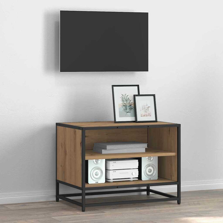 TV-kast artisanaal eikenkleurig 61 x 40 x 46 cm Bewerkt hout
