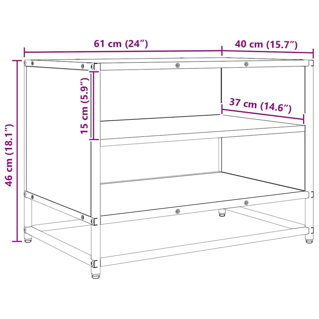 TV-kast artisanaal eikenkleurig 61 x 40 x 46 cm Bewerkt hout