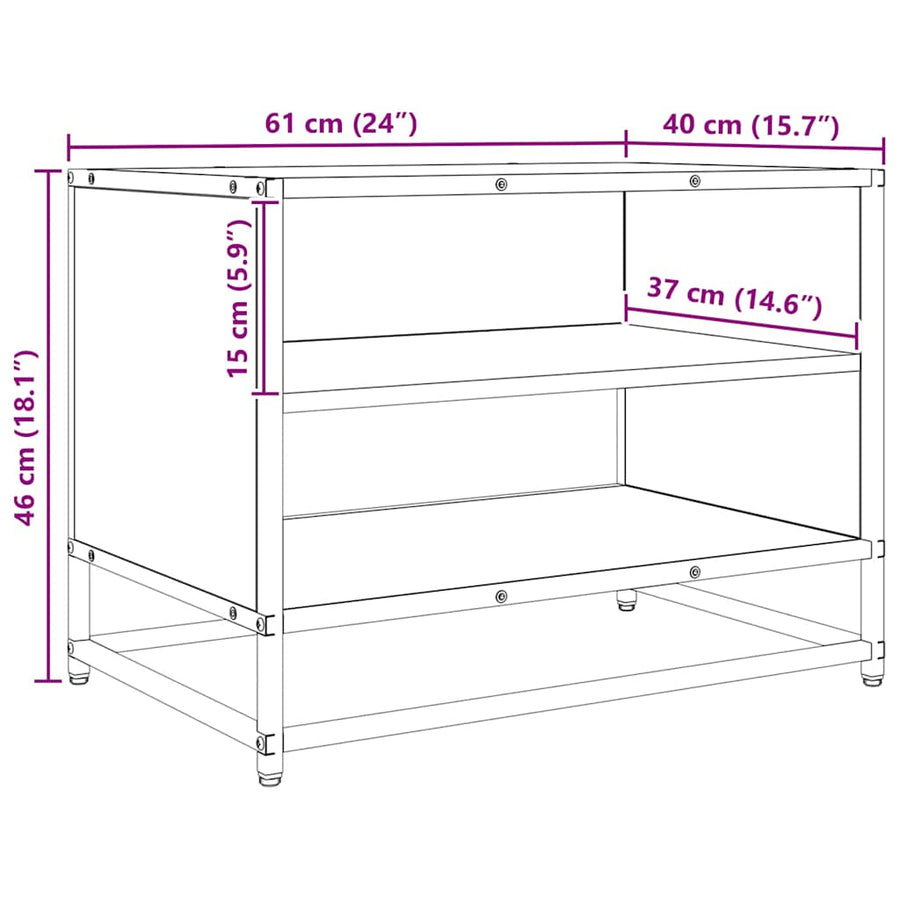 TV-kast artisanaal eikenkleurig 61 x 40 x 46 cm Bewerkt hout